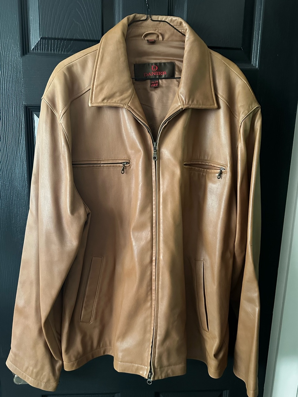 Danier Men's Light Brown Leather Bomber Jacket